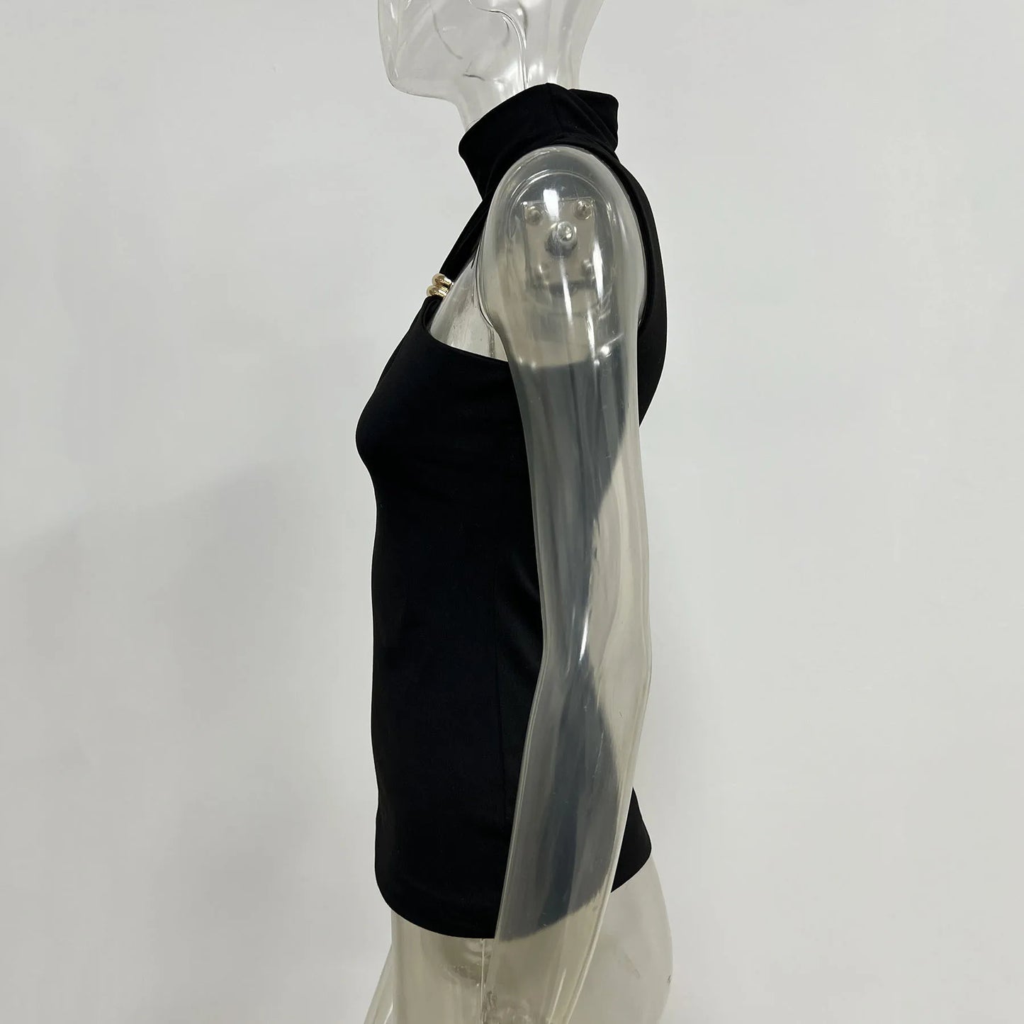 TARUXY Gold Ring Sleeveless Off-shoulder Top Female High Elasticity Fashion Slim Camis Streetwear 2025 New Summer Lady T shirt