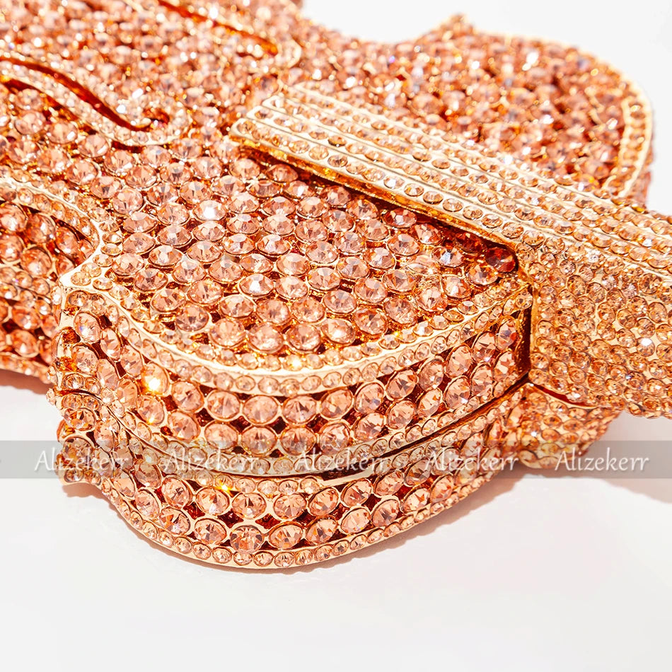 Elegant Crystal Violin Shaped Evening Clutch for Women