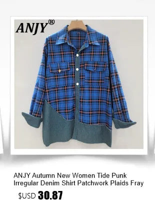 ANJY Spring Autumn New Women Streetwear Fashion Buttons Slit Striped Color Block Jeans Stylish Loose Wide-Leg Denim Pants A23331