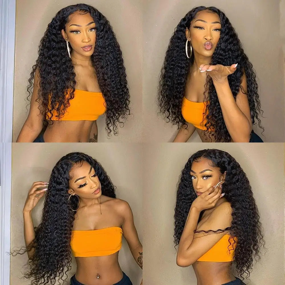 Natural Deep Wave Lace Frontal Human Hair Wig For Women
