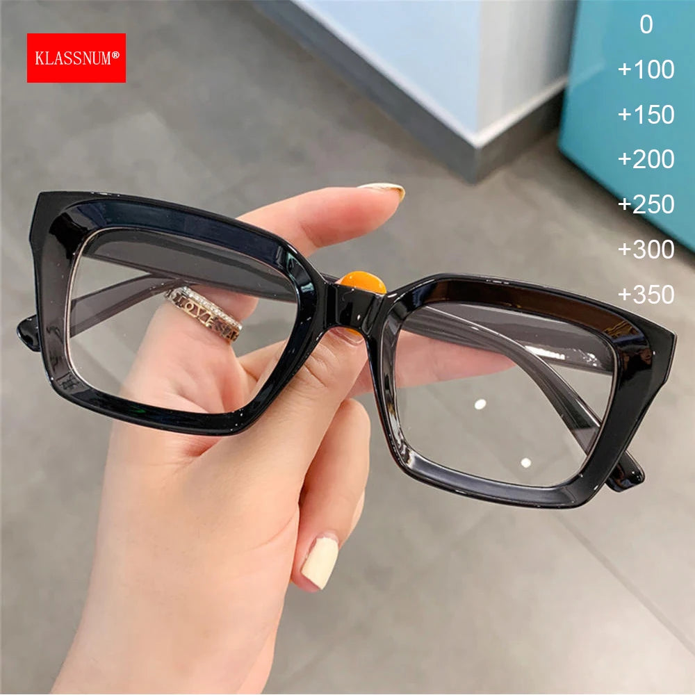 Oversized Square Reading Glasses With Plastic Frames for Women