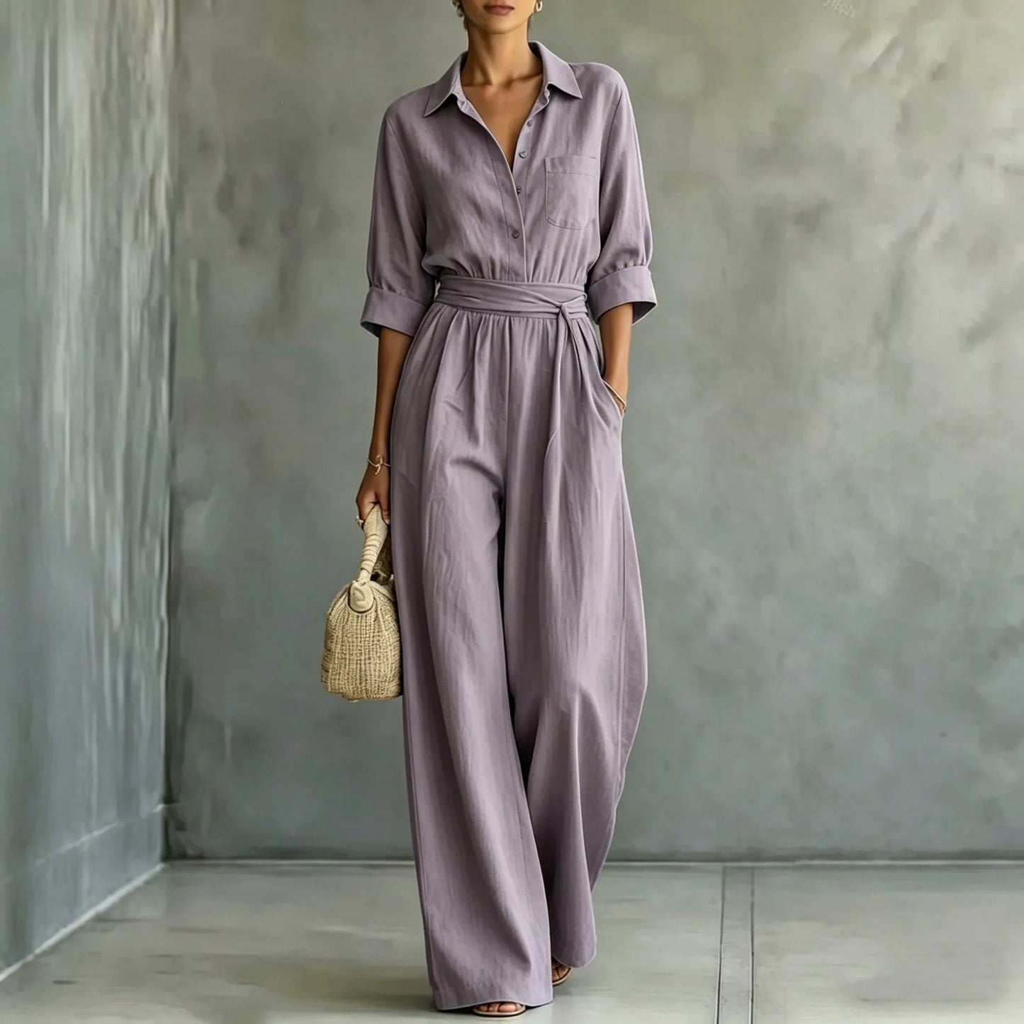 Solid Color Casual Loose Jumpsuit for Women Summer Vacation Streetwear