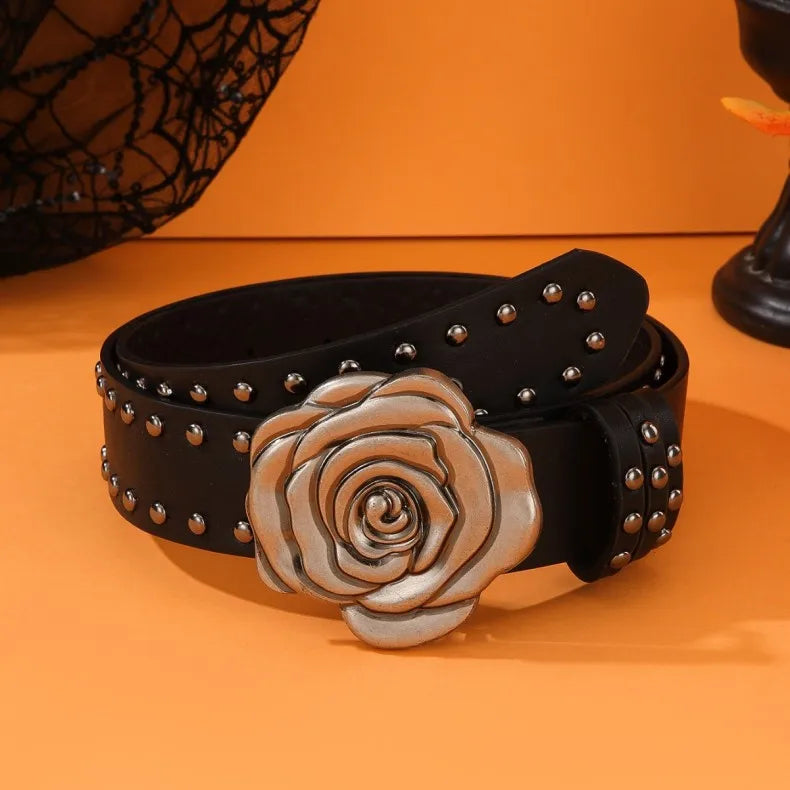 Statement Camellia Floral Wide Waist Belt for Women