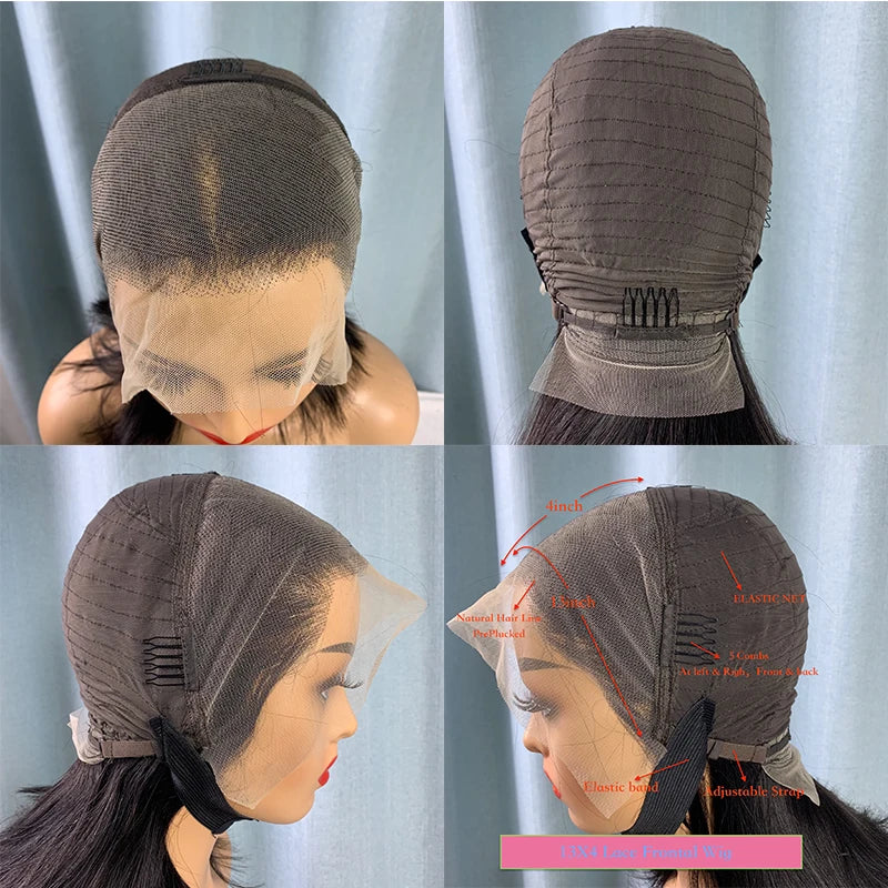 36 inches Highlight Brown and Blue Front Lace wig human hair 13x4 Transparent Lace body wave Black Women Natural 100% Human hair