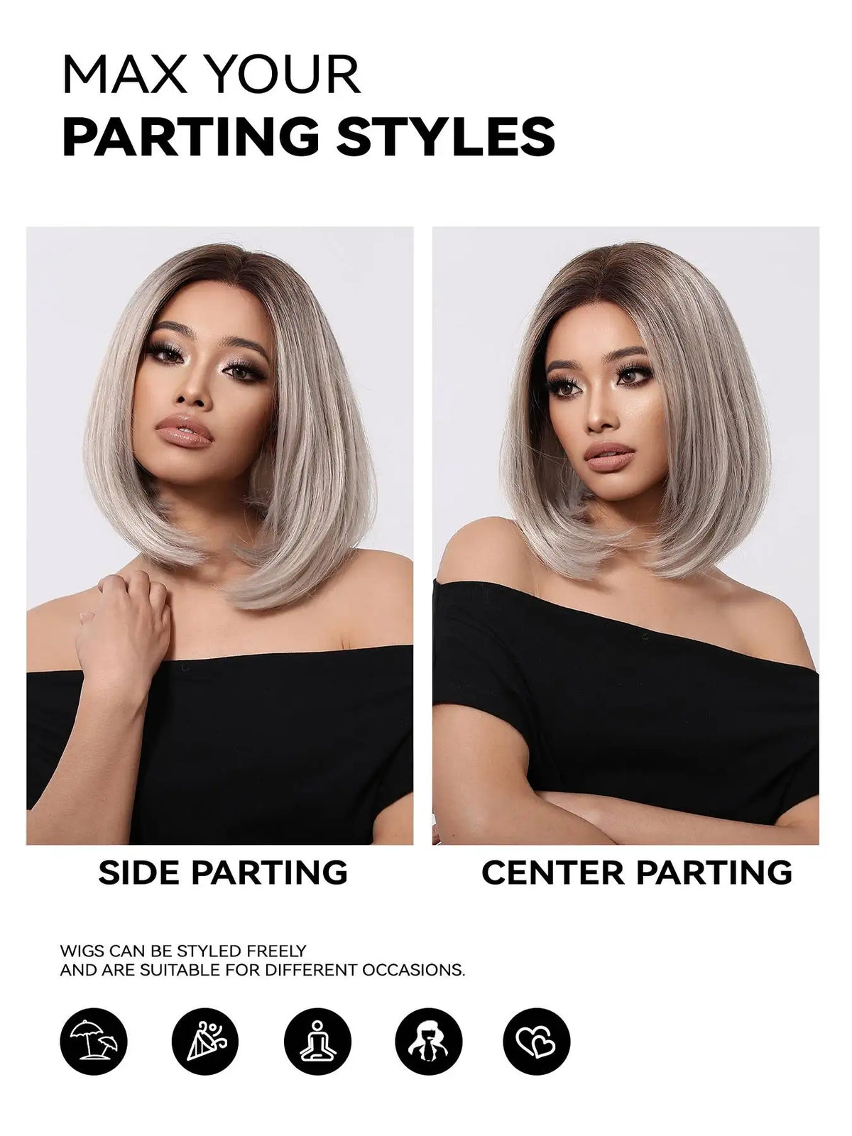 Ombre Blonde Straight Lace Front Bob Wig for Women