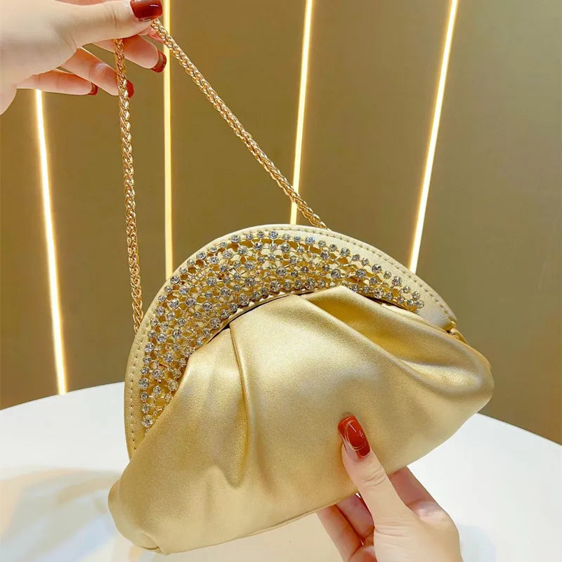 Sequined Chain Clutch Handbag