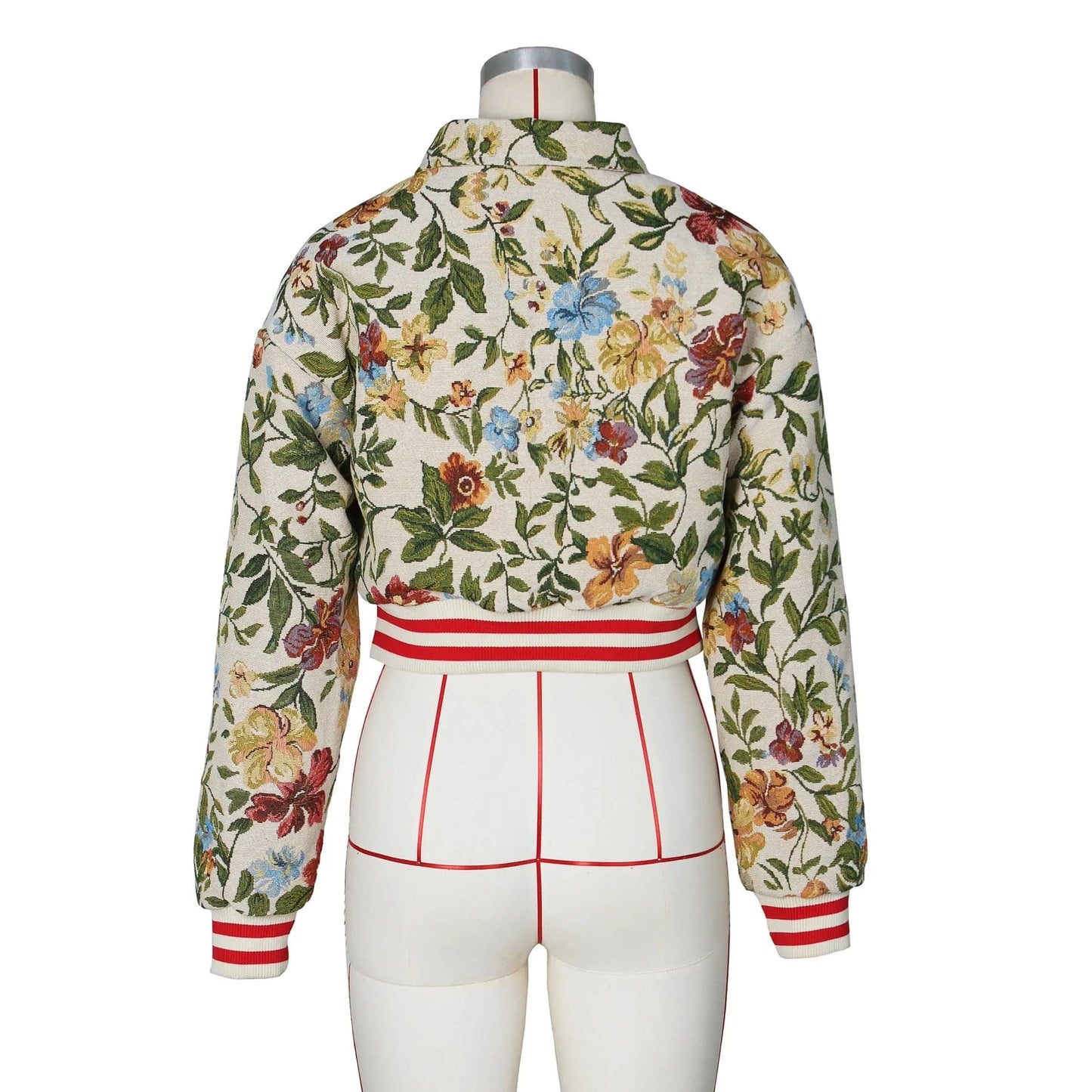Streetwear Floral Print Short Jacket Sexy Women Turn Down Collar Elegant High Street Club Coat Outerwear