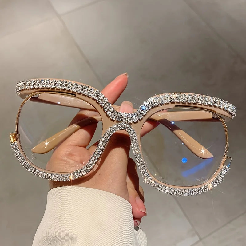 Oversized Rhinestone Fashion Glasses