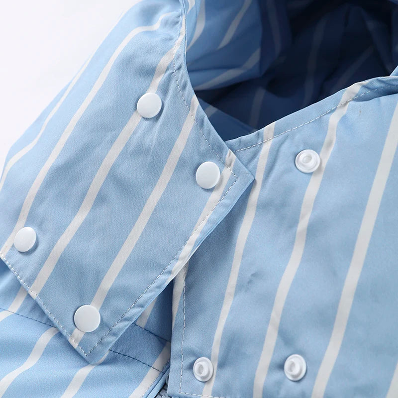 Striped Cotton Quilted Coat Single Breasted for Women