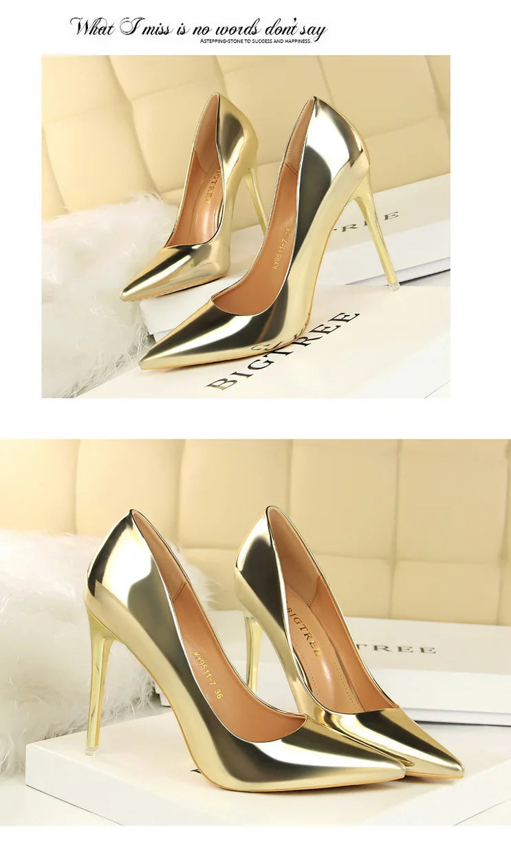 Classic Patent Leather Stiletto High Heel Pumps for Women