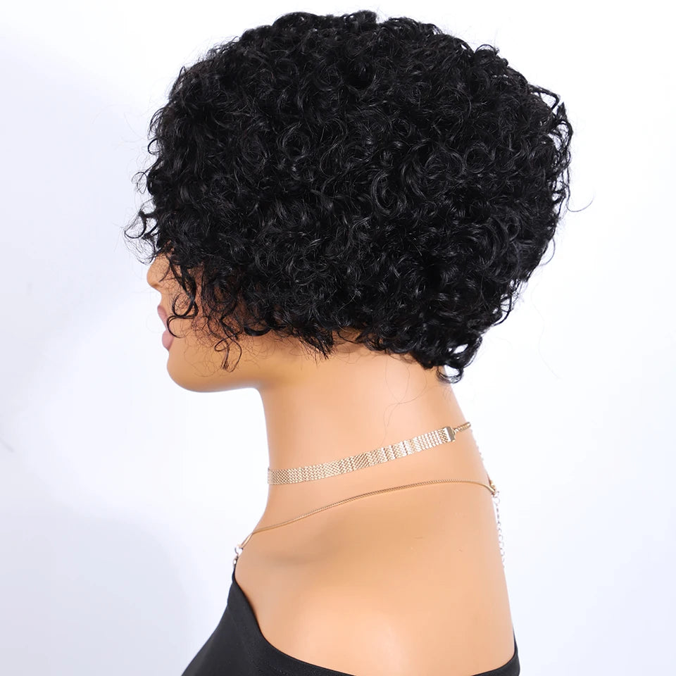 Curly Short Pixie Lace Front Wig Remy Human Hair Glueless for Women
