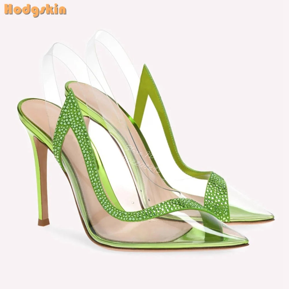 Crystal Pointed Toe Rhinestone Stiletto Pumps for Women