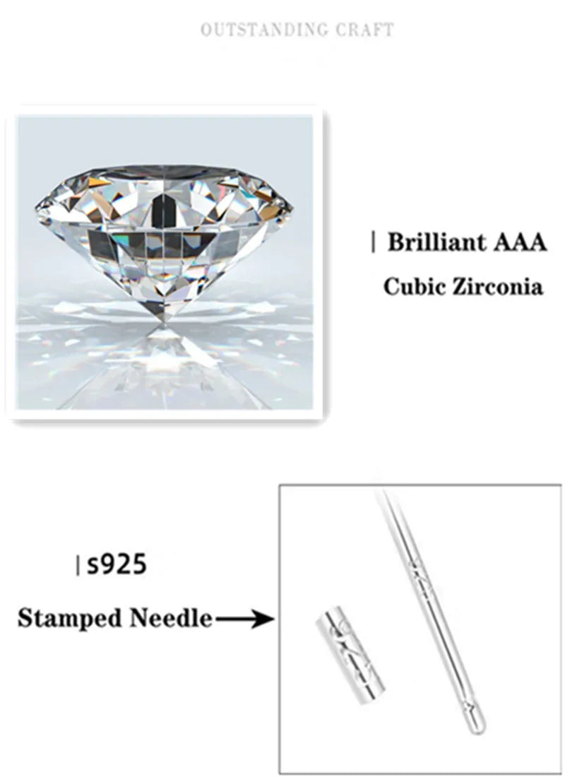 Shiny Three-Dimensional Zircon Stud Earrings for Women