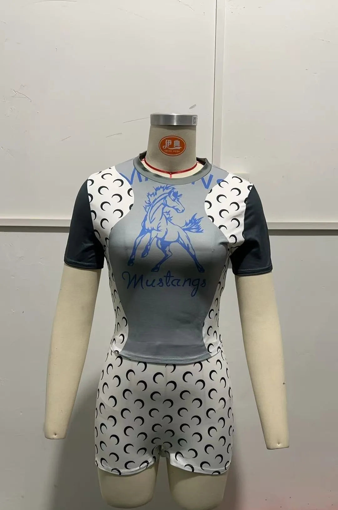 Moon Print Casual Two Piece Top And Shorts Set for Women