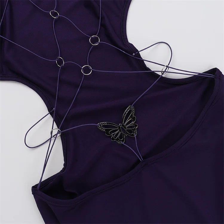 Backless Sleeveless Maxi Dress With High Collar for Women