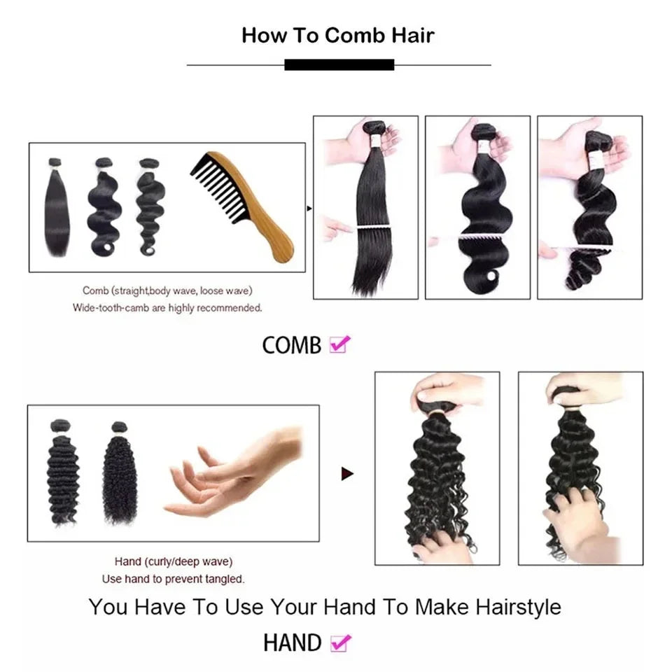 Water Wave Human Hair Bundles With Lace Closure for Women