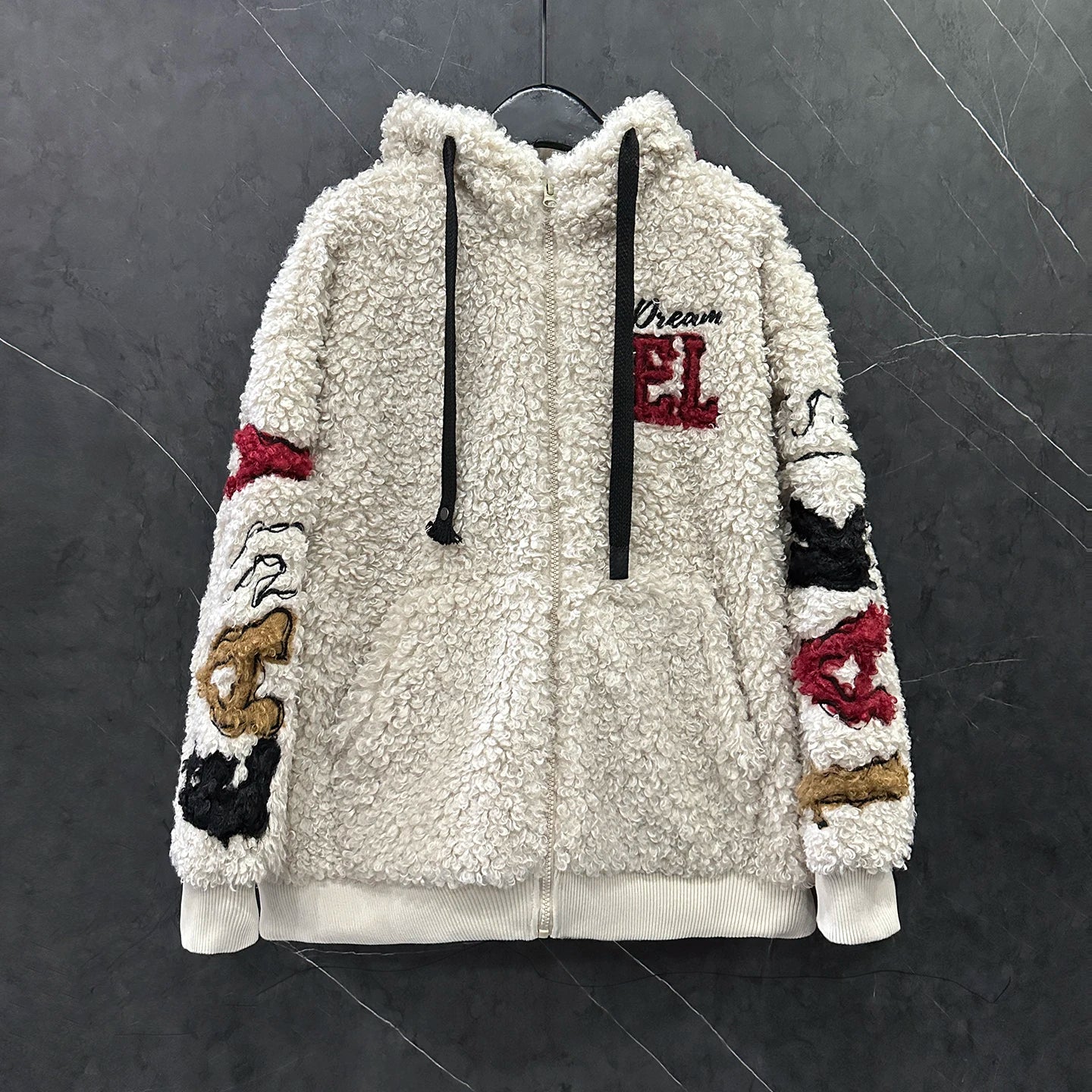 2025 Autumn Winter Heavy Industry New Cartoon Lamb Wool Hooded Cardigan Coat For Women's Loose Casual Sweet Top Zipper Jacket