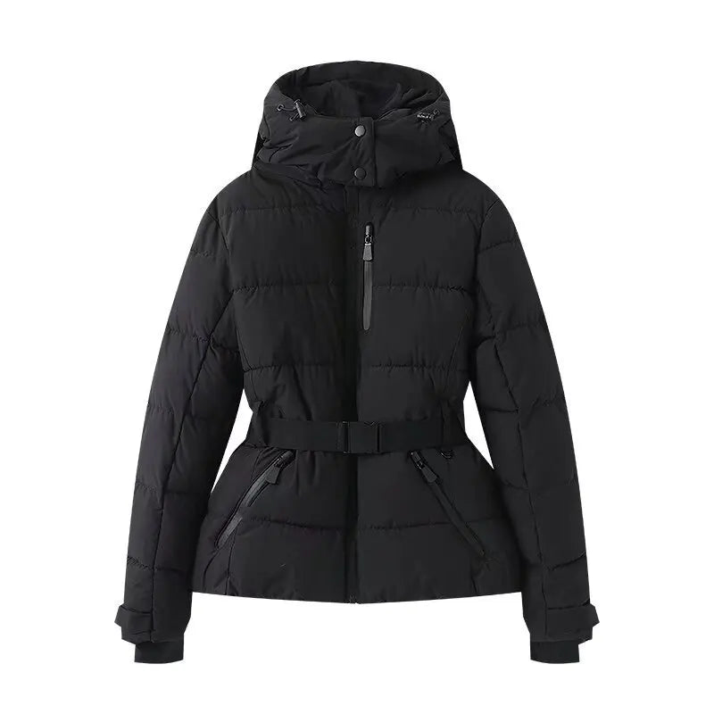 Warm Hooded Padded Ski Jacket And Pants Set for Women