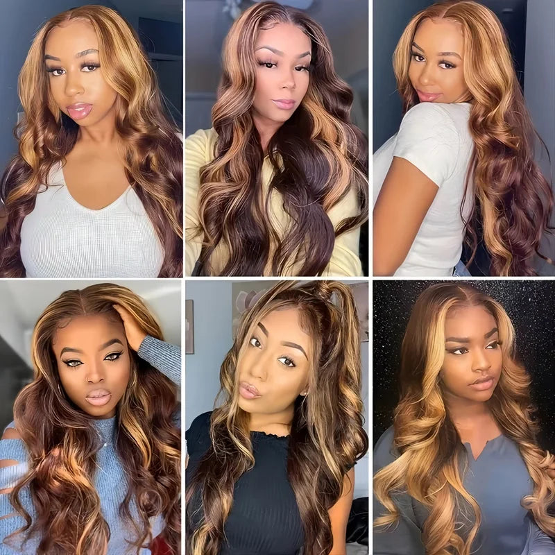 Ombre Brown Honey Blonde Body Wave Wig