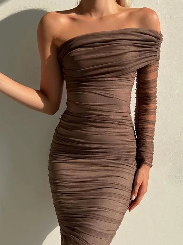 Elegant Lantern Sleeve V Neck Maxi Dress for Women