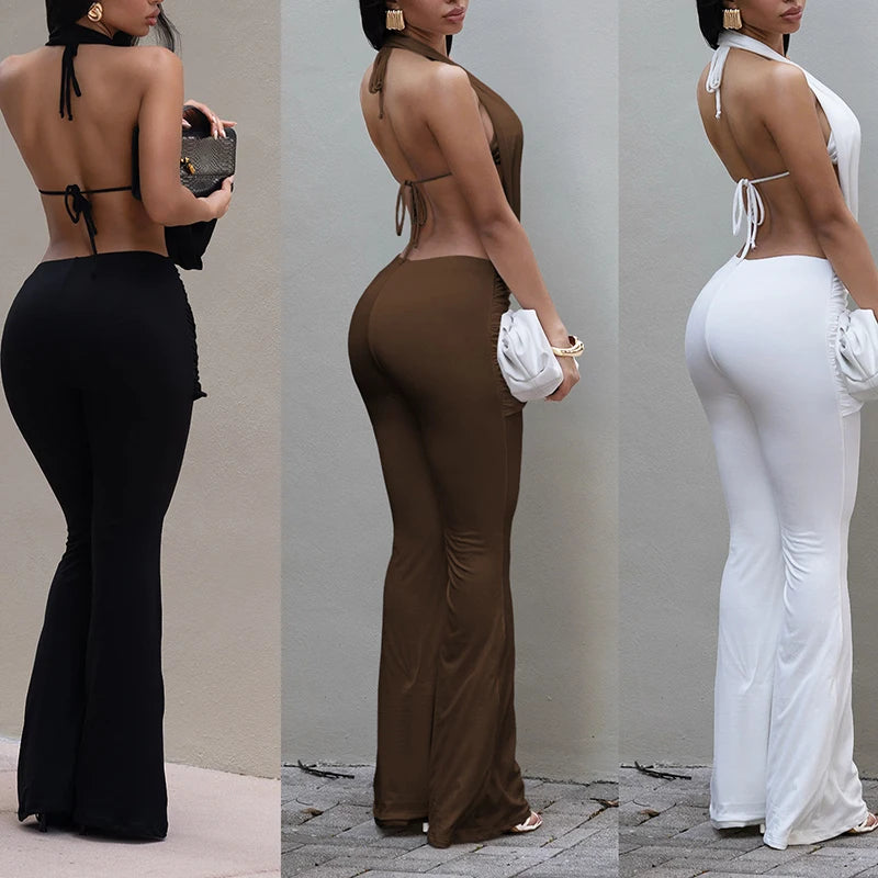 Hollow Out Sleeveless Two Piece Pants Set for Women