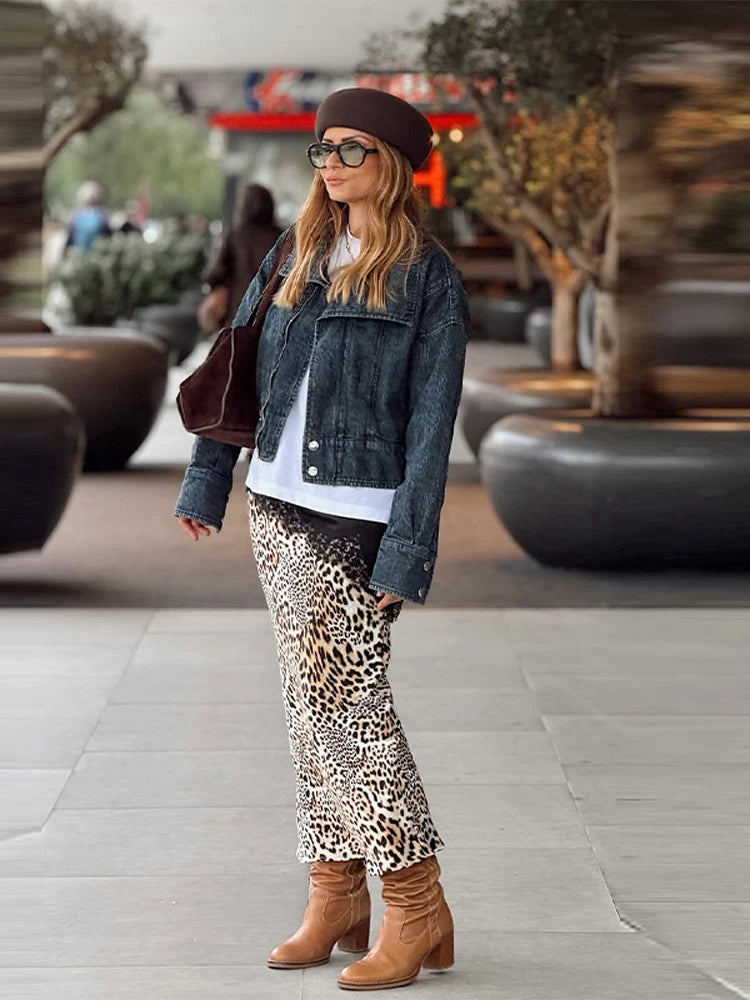 Oversized Street Style Denim Jacket with Pockets for Women