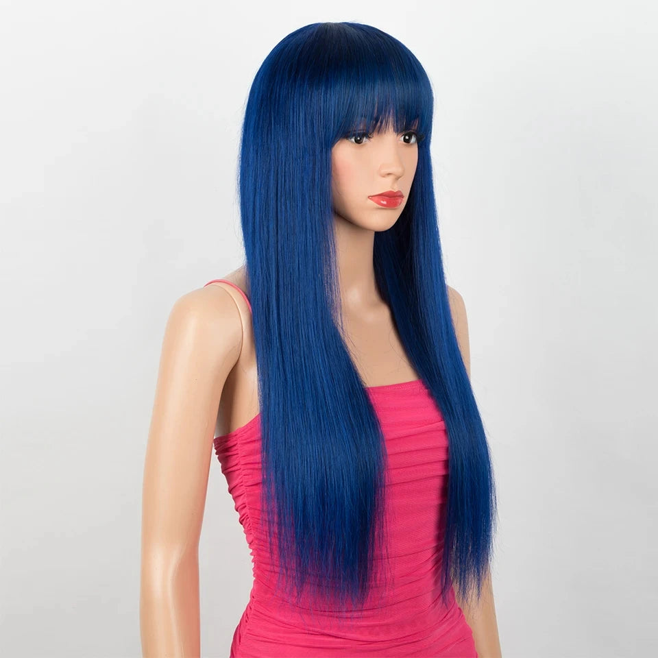 Glueless Straight Human Hair Wig With Bangs for Women
