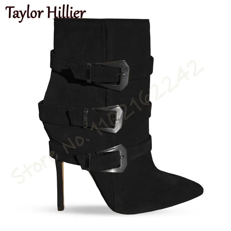 Suede Pointed Toe Stiletto Heel Ankle Boots for Women