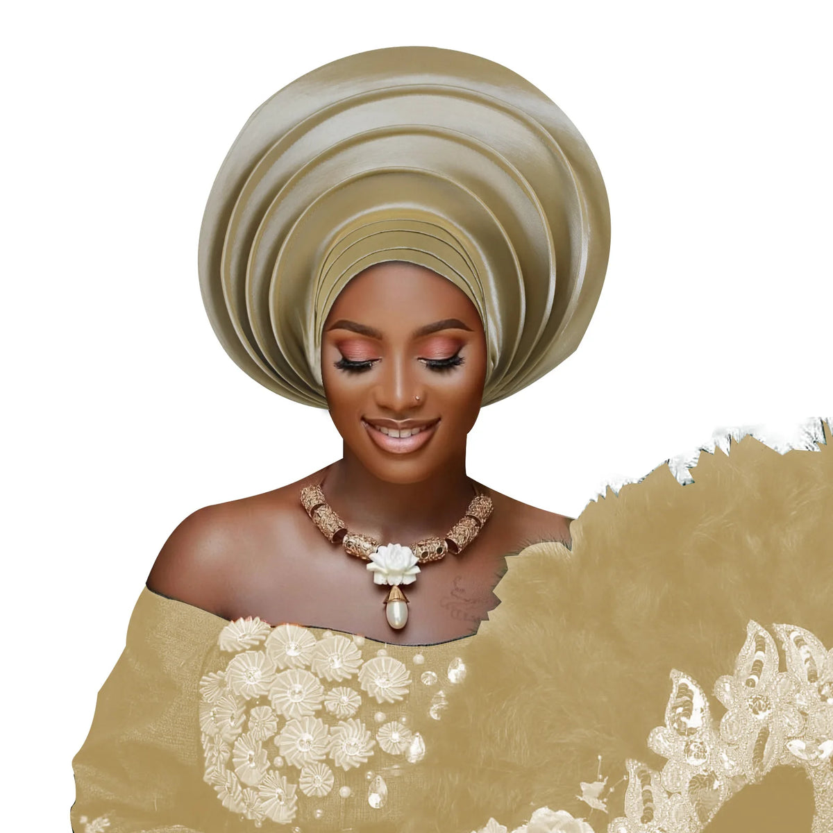 African Wedding Gele Turban Head Wrap Cap for Women