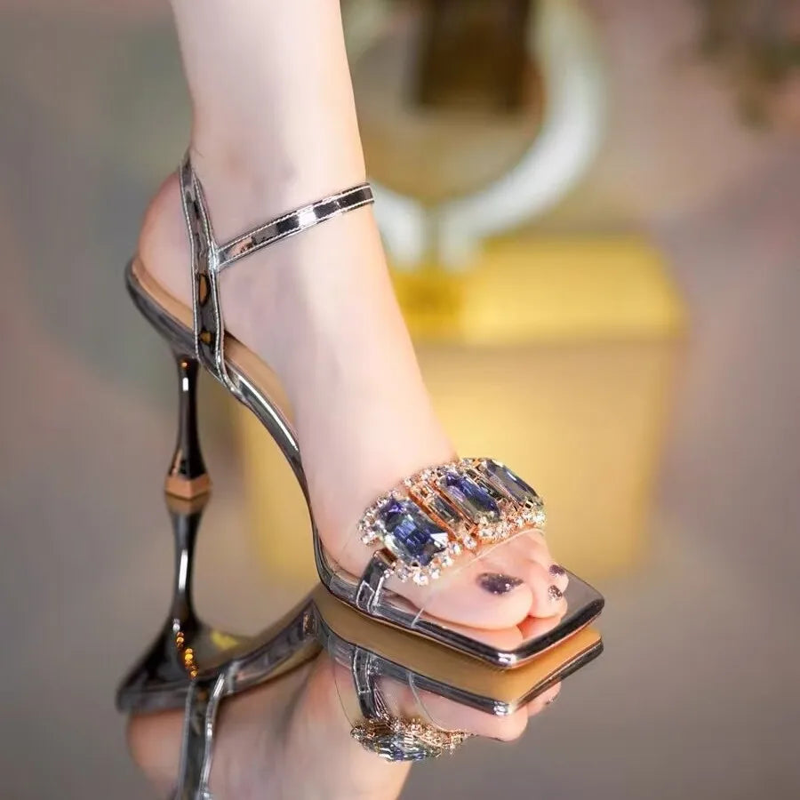 Silver Champagne Rhinestone Sandals