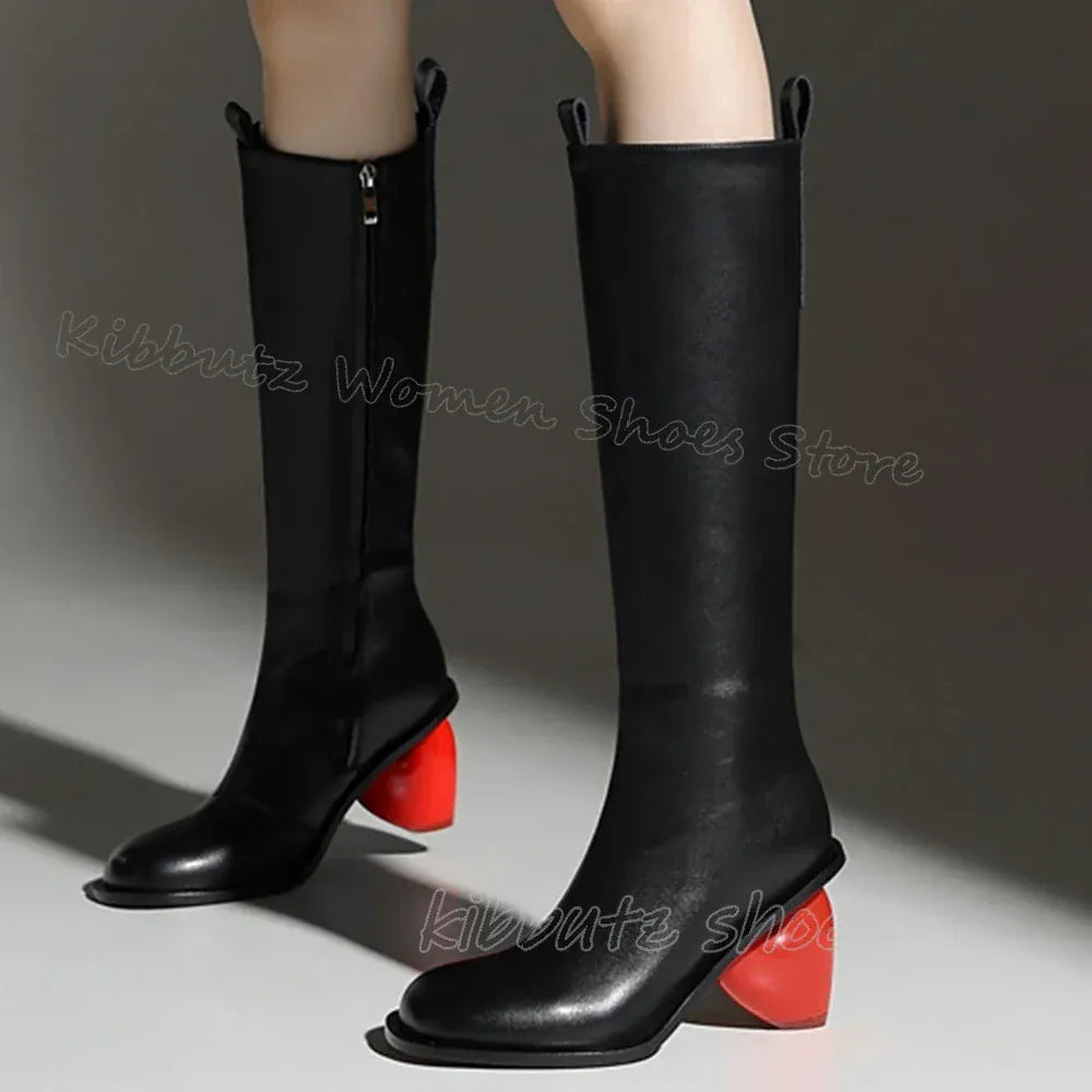 Heart Shaped Heels Knee High Boots