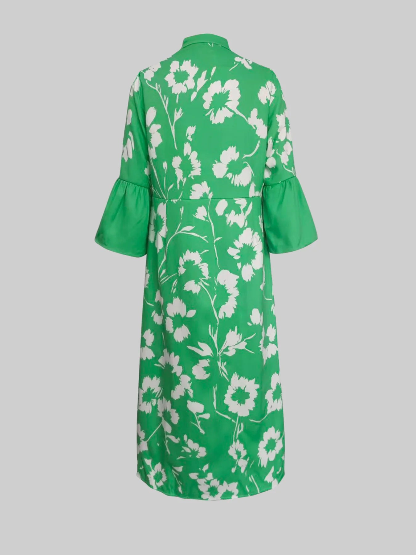 Gymystars Elegant Party Dresses V-Neck Maxi Dresses for Women Fashion Flared Sleeves Flower Print Casual Vacation Green Dresses