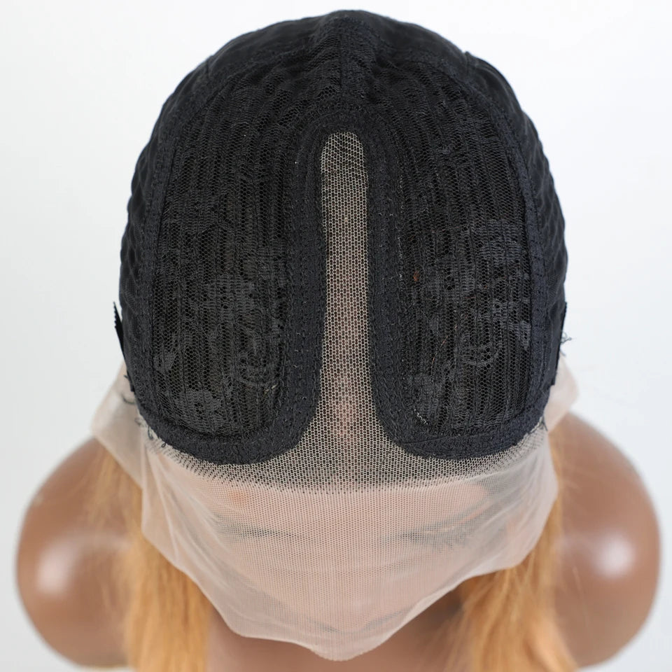 Short Straight Highlight Blonde Lace Front Bob Wig for Women