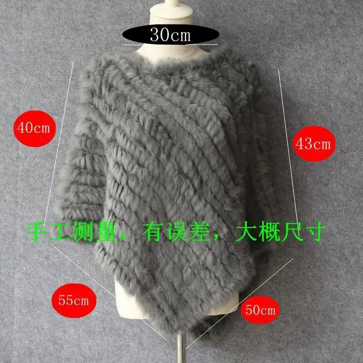 Rabbit Fur Knit Shawl Coat