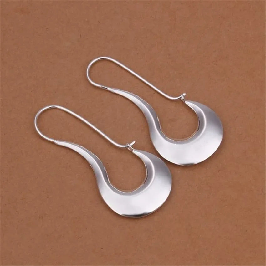Fine 925 Sterling Silver Drop Earrings Charm for Women Jewelry Fashion Wedding Engagement Party HOOP Nice Gift