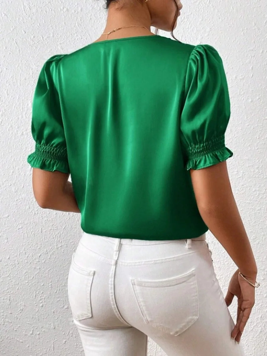 Elegant Satin Loose Fit Blouse for Women Summer Office