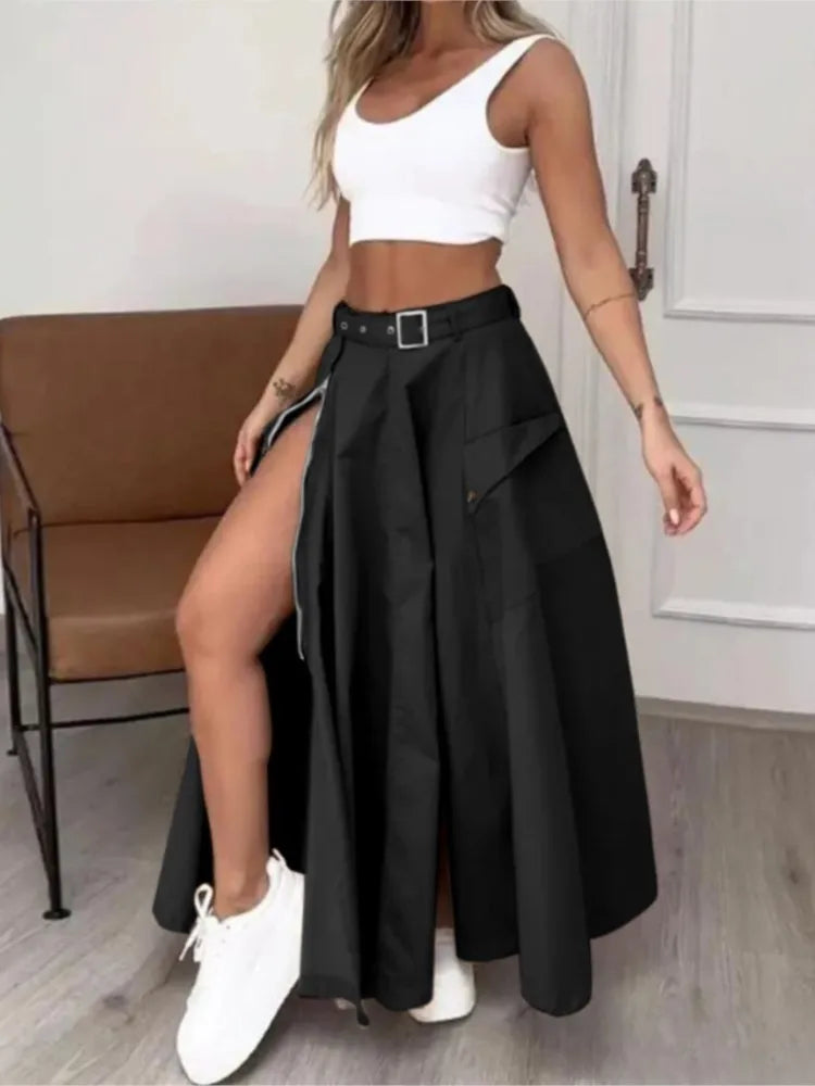 High Waist Tank Top and High Slit Maxi Skirt Set for Women