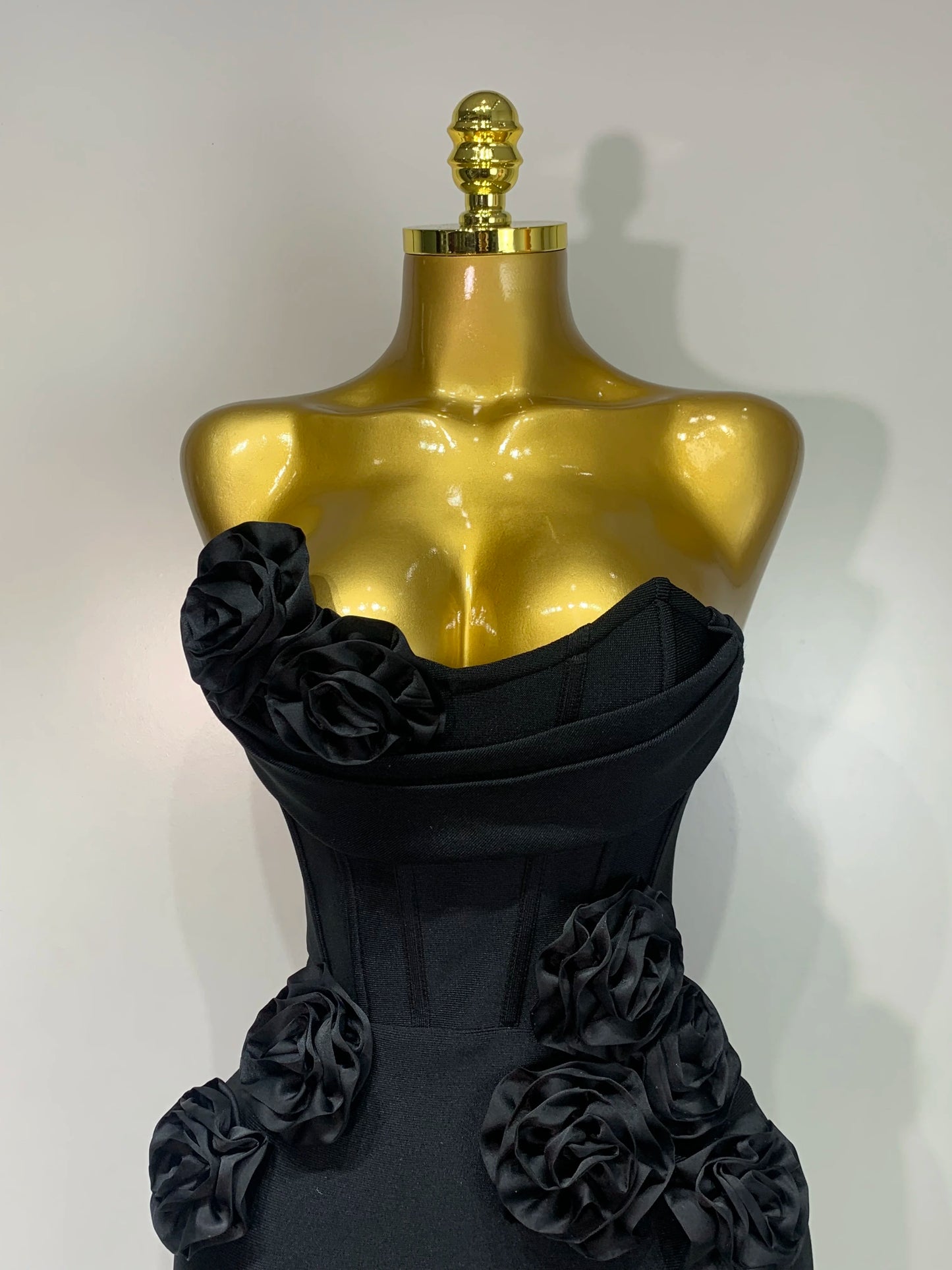 2025 Newest Women Sexy Strapless Backless Red Flower Midi Bandage Dress Celebirty Elegant Evening Club Party Birthday Dresses