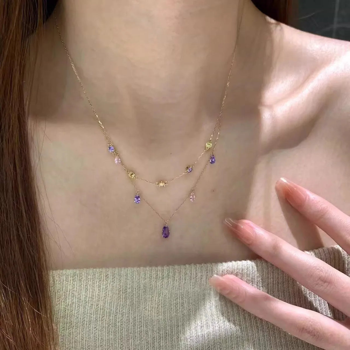Elegant Water Drop Cubic Zirconia Pendant Necklace for Women