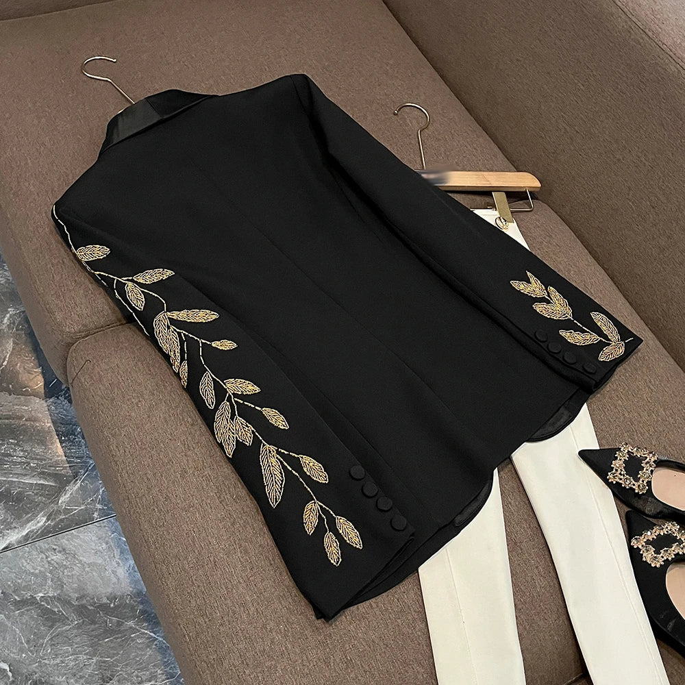 TWOTWINSTYLE Temperament Gorgeous Blazers For Women V Neck Long Sleeve Autumn Elegant Commute Blazer Female Fashion KJA533454