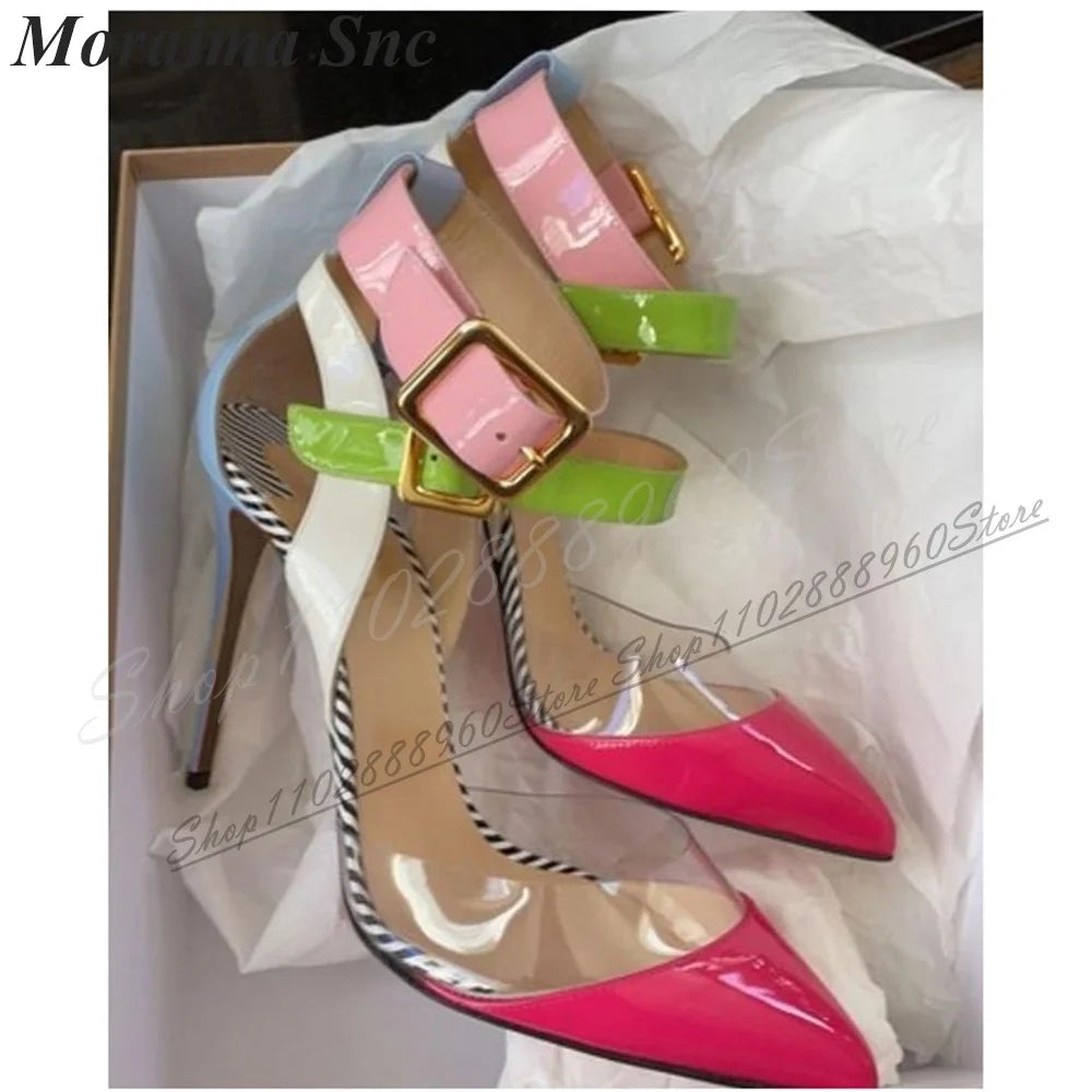 Stylish Pointed Toe Ankle Strap Sandals with Thin Heel for Women