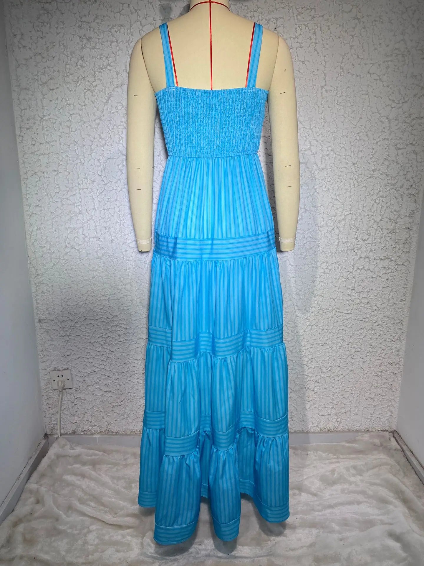 Elegant Striped Spaghetti Strap Maxi Dress for Women