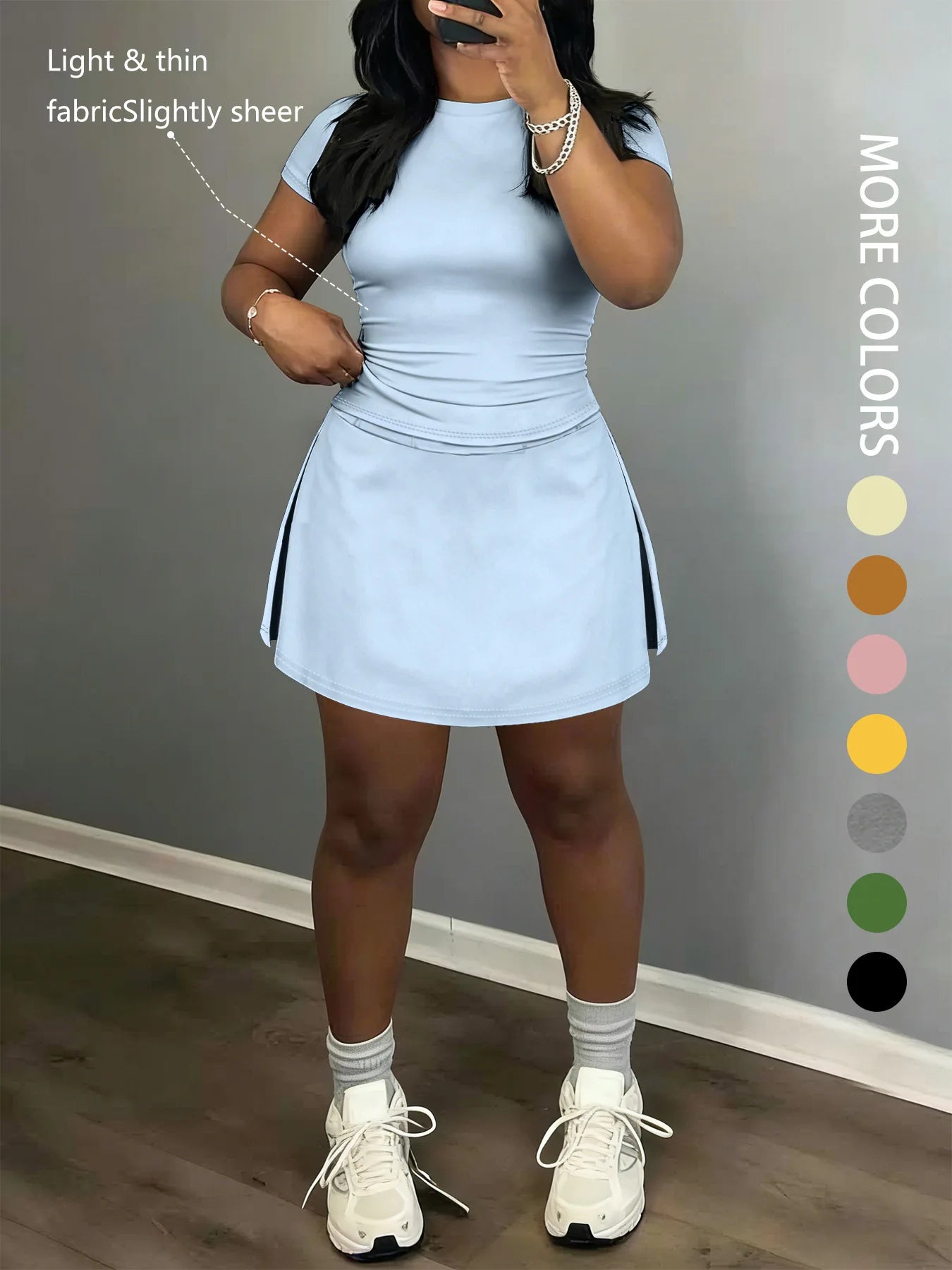 Sporty Short-Sleeve Tee and Culottes Two-Piece Set for Women
