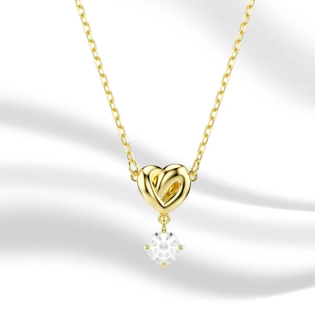 Elegant Gold-Plated Mixed-Cut Crystal Pendant Necklace for Women