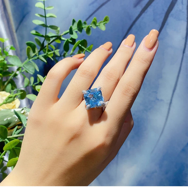 Princess Cut Zircon Band Ring in Sterling Silver for Women