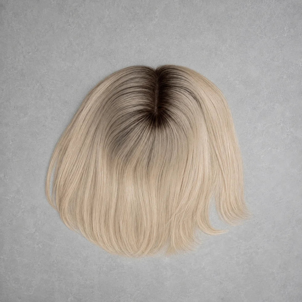Natural Light Blonde Straight Human Hair Silk Top Wig for Women