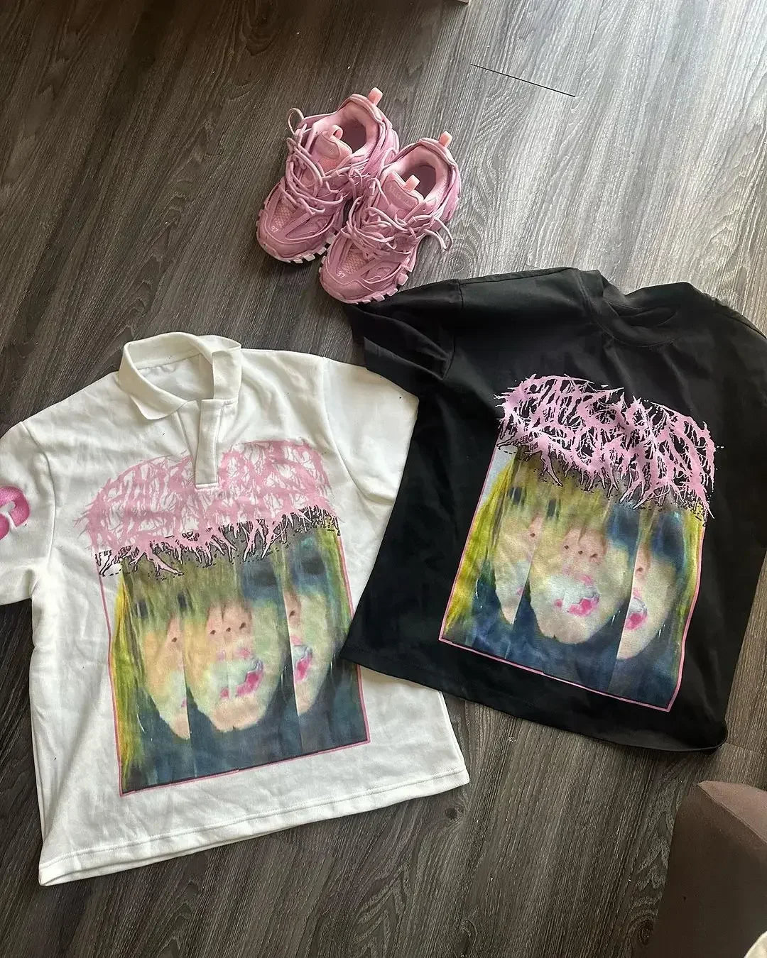 Fashionable and Versatile Street Ladies Shirt Lapel T Shirt American Style Print Design Loose and Breathable Casual Streetwear