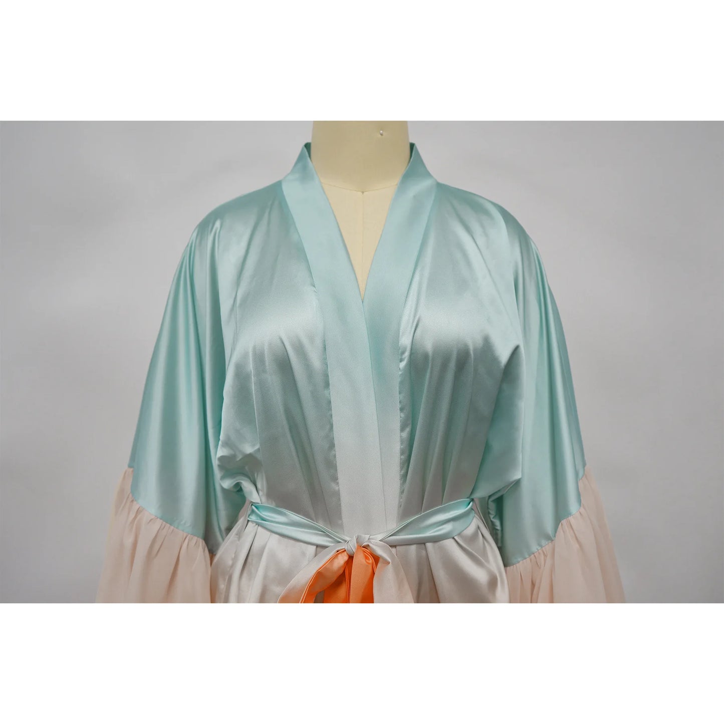 Vintage Floral Printed Chiffon Long Cardigan With Ruffle Sleeves for Women