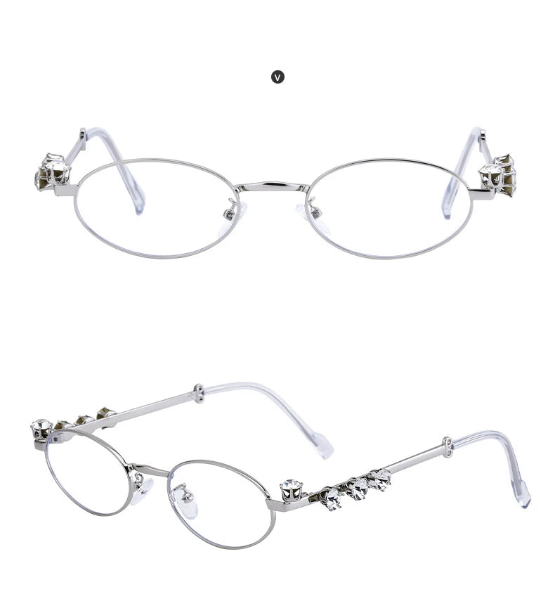 Oval Rhinestone Blue Light Reading Glasses for Women