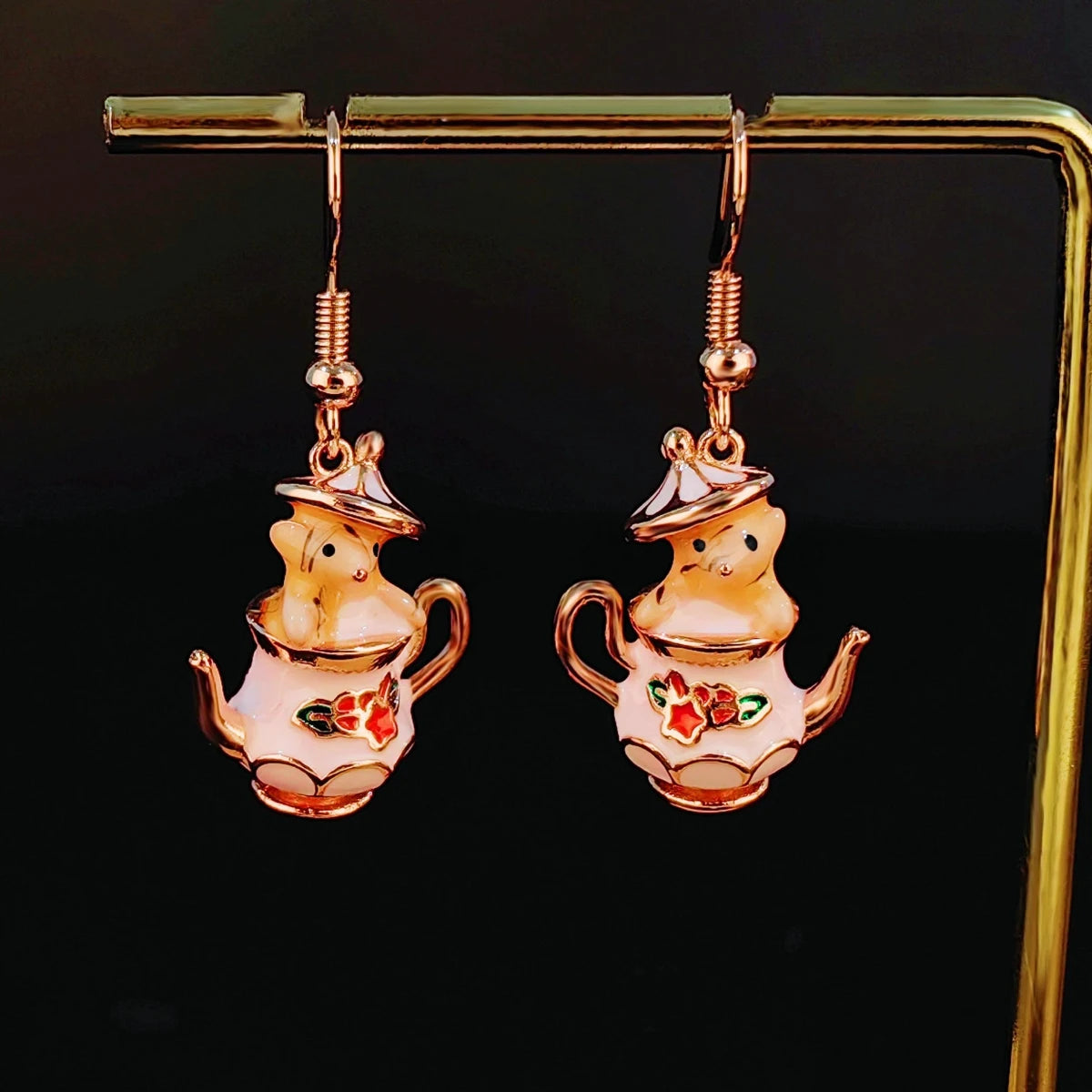 Cute Chipmunk Pendant Necklace and Earring Set for Women